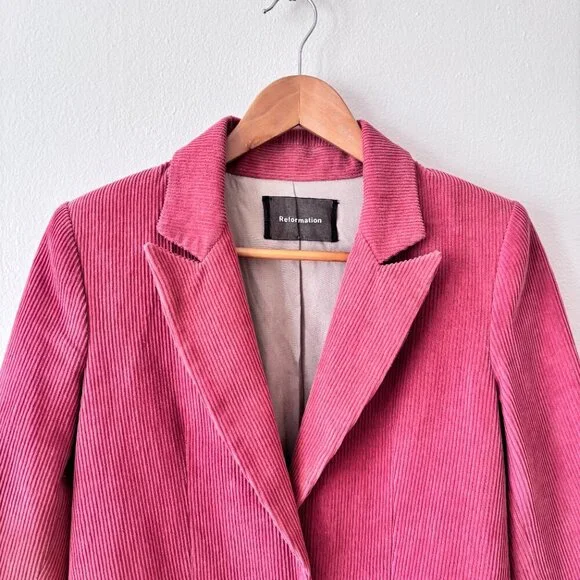 Reformation Sampson Corduroy Blazer in Rose - Picture 6 of 11